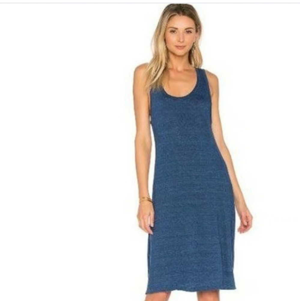 ADRIANO GOLDSCHMEID Avril Linen Tank Dress Heather Claret Dark Blue Size Medium